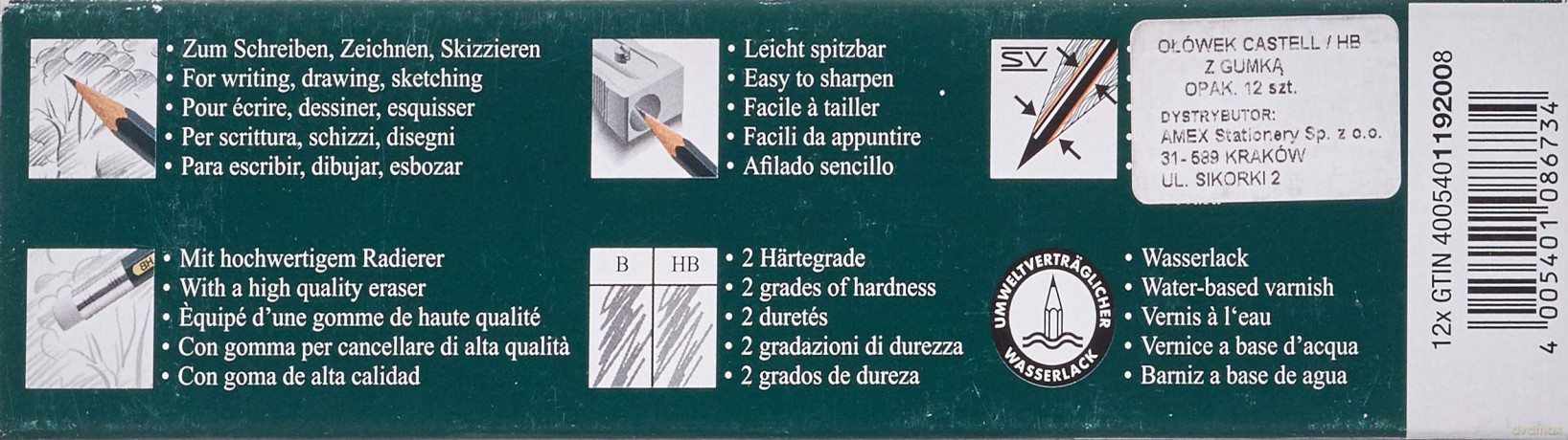 Bleist.9000+Radierg.Hb,12er P.