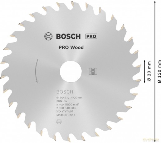 Bosch: BOSCH PRO Wood Kreissgeblatt 130,0 mm,