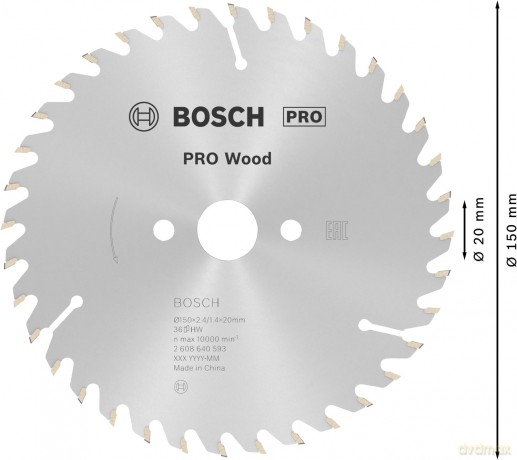Bosch: BOSCH PRO Wood Kreissgeblatt 150,0 mm,