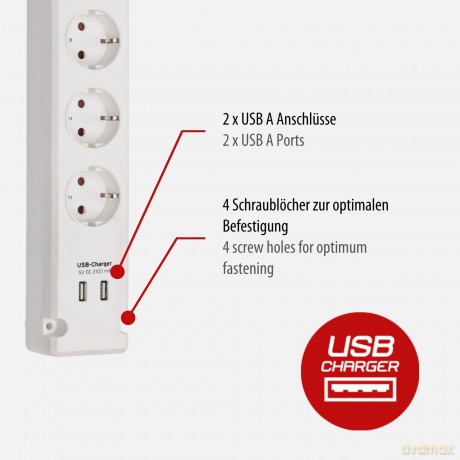 Mit Schalter, Zwei Usb-A Ladeb: Brennenstuhl Bremounta Steckdosenleiste