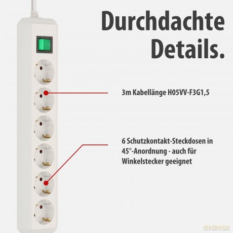Steckdosenleiste 6-Fach Schuko: Brennenstuhl Eco-Line mit Schalter 6-fac