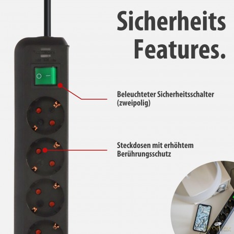Brennenstuhl Eco-Line mit Schalter 6-fac