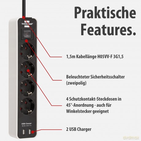 Brennenstuhl: brennenstuhl Ecolor 4-fach Steckdosenlei