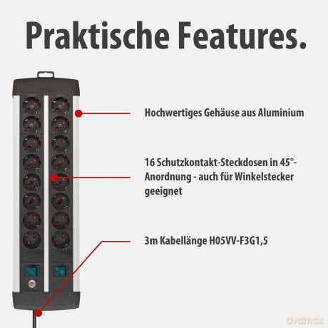 Brennenstuhl: brennenstuhl Premium-Alu-Line 16-fach St