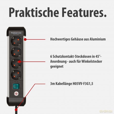 Brennenstuhl: brennenstuhl Premium-Alu-Line 4-fach Ste