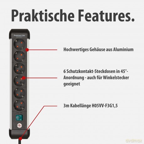 brennenstuhl Premium-Alu-Line 6-fach Ste