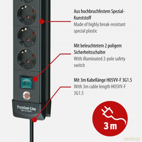 Brennenstuhl Premium-Line 8-fach schwarz