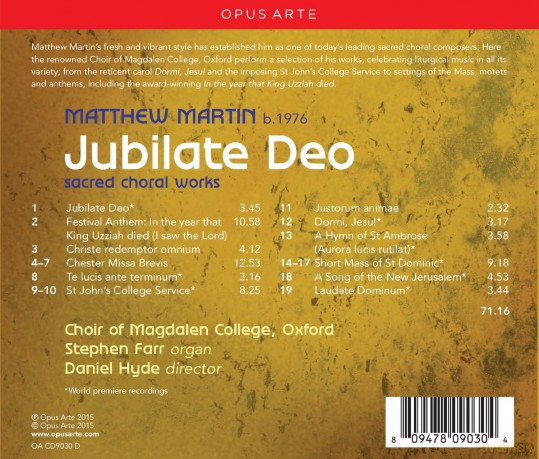 Stephen Farr: Martin:Jubilate Deo [CD]