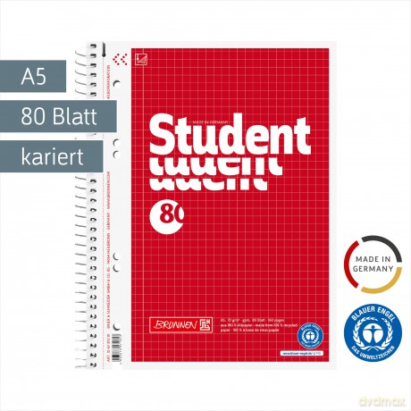 Brunnen: BRUNNEN Collegeblścke Student kariert DI