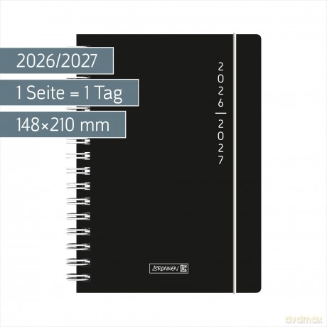 Brunnen: BRUNNEN Schźlerkalender Plain Black 2026