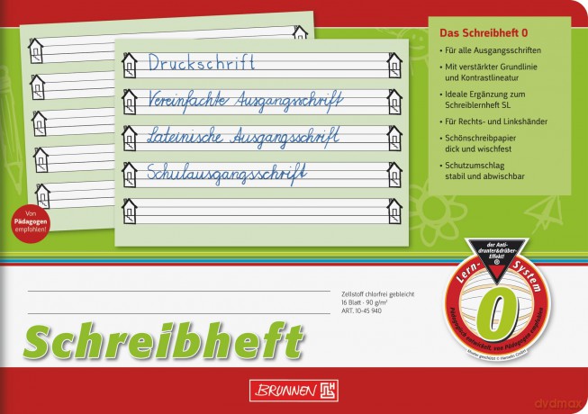 Brunnen: BRUNNEN Schreiblernheft Lineatur 0 1. Sc
