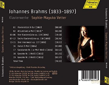 Sophie-Mayuko Vetter: Brahms:Klavierwerke [CD]