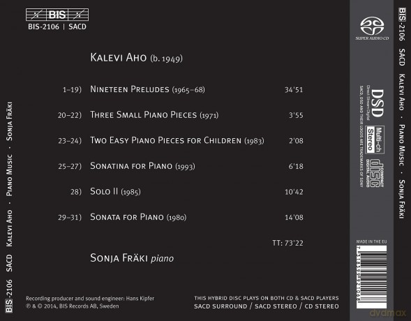 Sonja Fräki: Aho:Works For Solo Piano [CD]