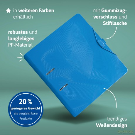 BRUNNEN WAVE Ordner azur Kunststoff 7,0
