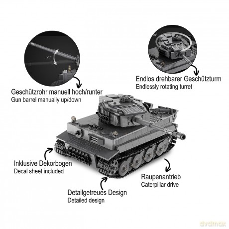 CaDA Panzer Tiger 1:35 grau 2,4GHz BricP10SpielwarenDIVERSE530215827289.99116.12.20250571234 570201