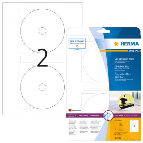 CD-Etiketten,maxi,50St.weiss