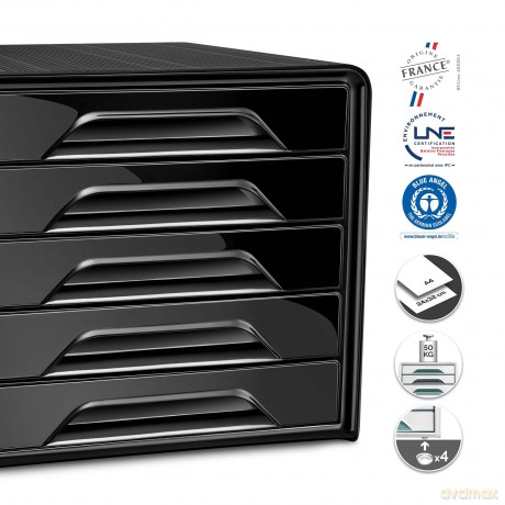 cep Schubladenbox Smoove schwarz DIN A4