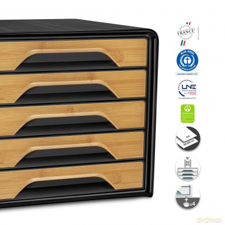 Cep: cep Schubladenbox Smoove schwarz/Bambus