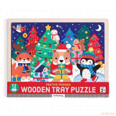 Christmas 12 Piece Wooden Tray Puzzle [KSIĄŻKA]
