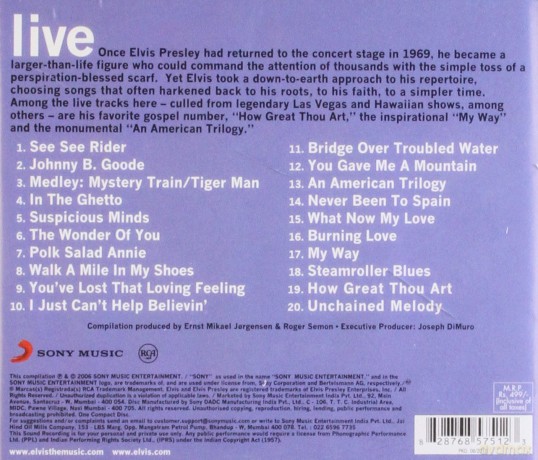 Elvis Presley: Elvis Live [CD]