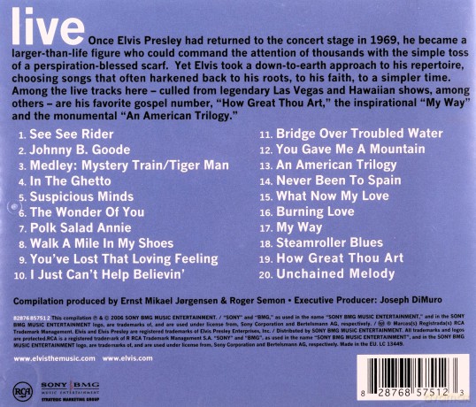 Elvis Presley: Elvis Live [CD]