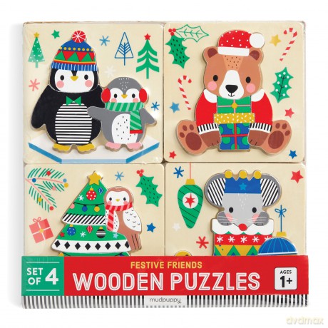 Christmas Set of 4 Wood Puzzles [KSIĄŻKA]