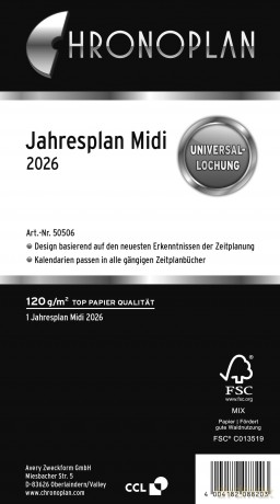 Chronoplan: CHRONOPLAN Kalendereinlage 2026 Jahrespl