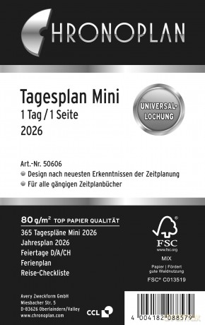 Chronoplan: CHRONOPLAN Kalendereinlage 2026 Tagespla