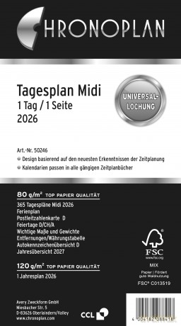 Chronoplan: CHRONOPLAN Kalendereinlage 2026 Tagespla