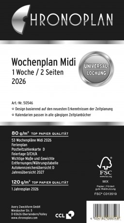 Chronoplan: CHRONOPLAN Kalendereinlage 2026 Wochenpl