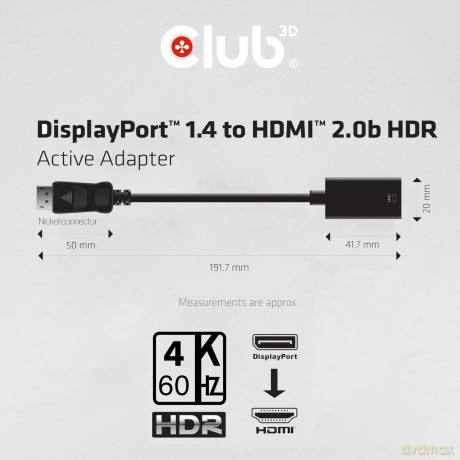 Club3D Adapter DisplayPort > HDMI 2.0b H