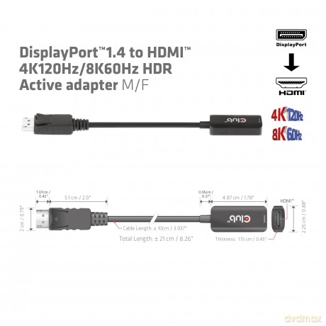 Club3D Adapter DisplayPort 1.4 > HDMI