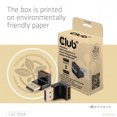 Club3D Adapter DP > DP 1.4 90 abgewinkel