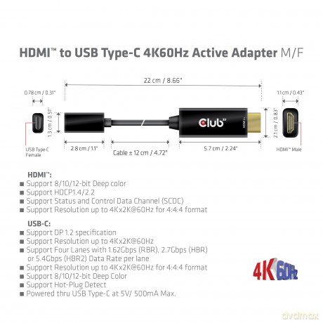 Club3D Adapter HDMI 2.0 > USB-C 4K60Hz