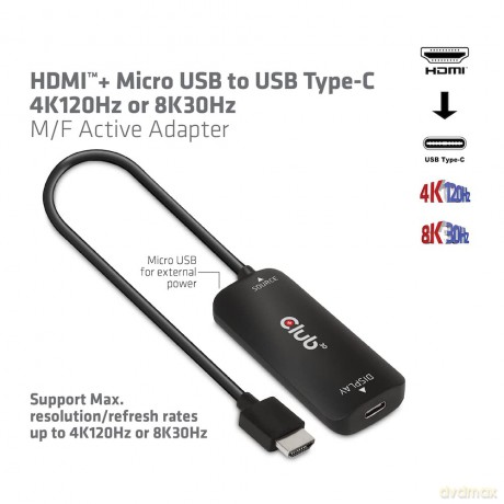 Club3D Adapter HDMI MicroUSB > USB-C 4K1