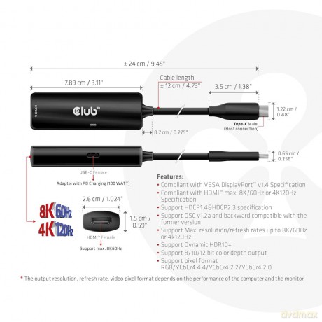 Club3D Adapter USB 3.2 Typ C > HDMI 2.1