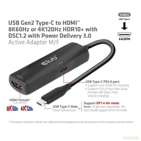 Club3D Adapter USB 3.2 Typ C > HDMI 2.1