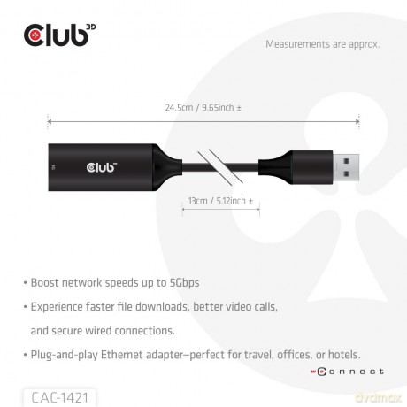 Club3D Adapter USB Typ A > RJ45 5Gbps re