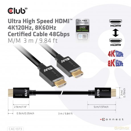 Club3D HDMI-Kabel A -> A 2.1 Ultra High