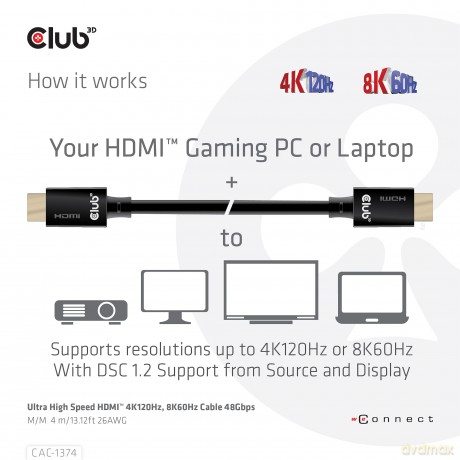 Club3D HDMI-Kabel A -> A 2.1 Ultra High