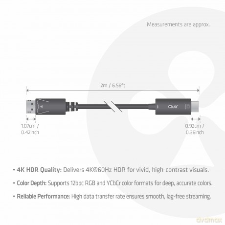 Club3D Kabel DisplayPort 1.4 > HDMI HDR