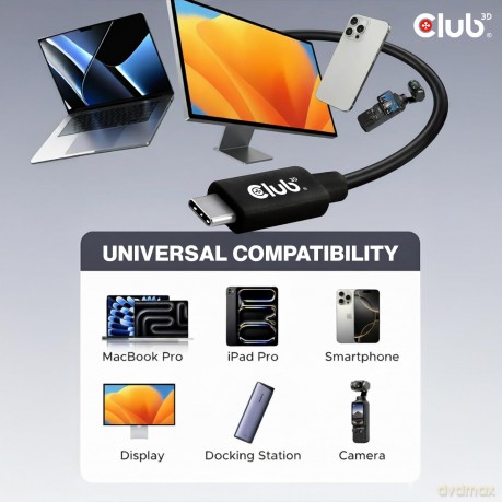 Club3D Kabel USB-C 80Gbps zertifi. PD240