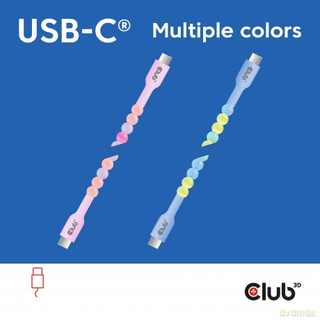 Club3D Lifestyle USB-C Perlen-Kabel PD60