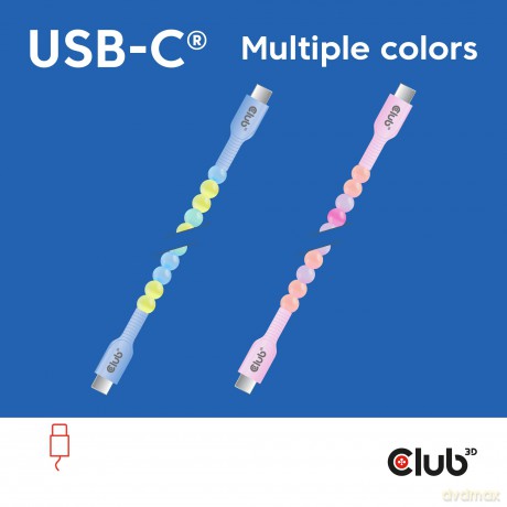 Club3D Lifestyle USB-C Perlen-Kabel PD60