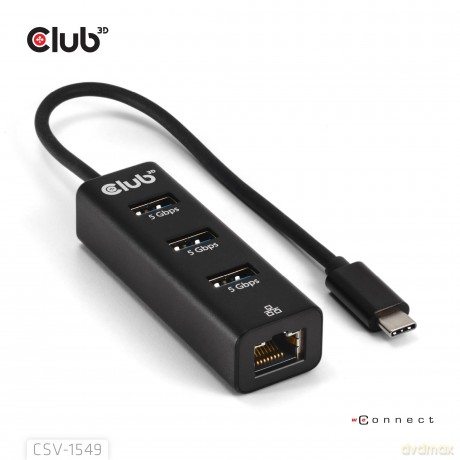 Club3D USB-Hub USB Typ-C 3.2 > 3x USB Ty