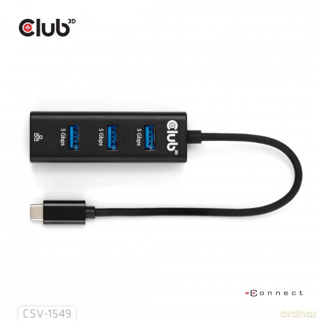 Club3D USB-Hub USB Typ-C 3.2 > 3x USB Ty