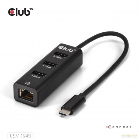 Club3D USB-Hub USB Typ-C 3.2 > 3x USB Ty