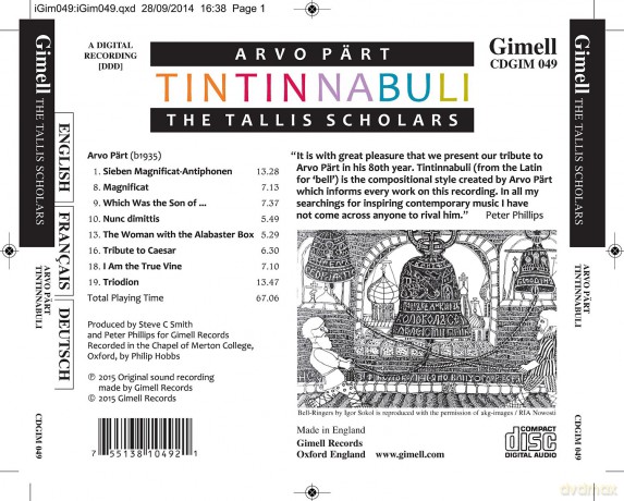 The Tallis Scholars: Part:Tintinnabuli [CD]