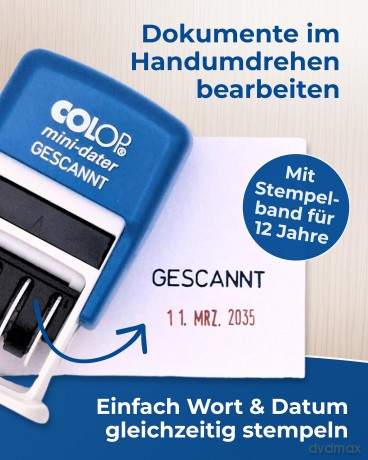 COLOP Datumstempel mit Text "Gescannt" M