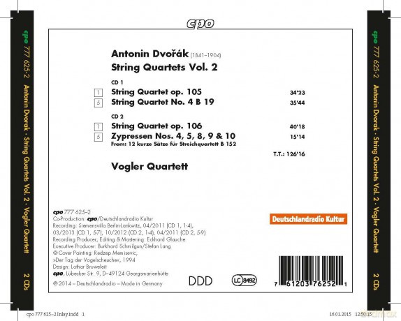 Vogler Quartet: Dvorak:String Quartets Vol. 2 [2CD]